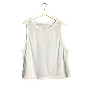 Nike White Crop Top with Logo Size Medium Workout Gym Athleisure Athletic